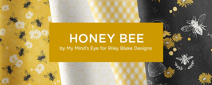 Honey Run Single Flowers on Grey Riley Blake Bee Theme 100% Cotton Fat Quarter 