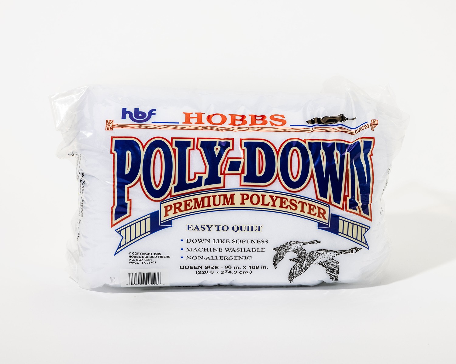 Hobbs PD120 Poly Down Quilt Batting King Size 120 x x 120, White