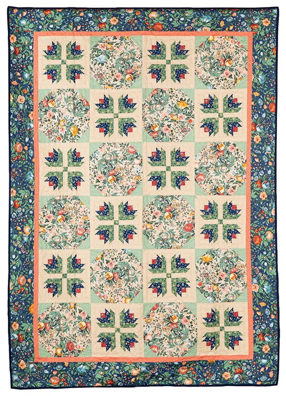 Petit Log Cabin Flowers Quilt Kit