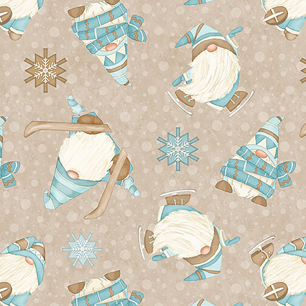 Skiing Gnomes Fabric