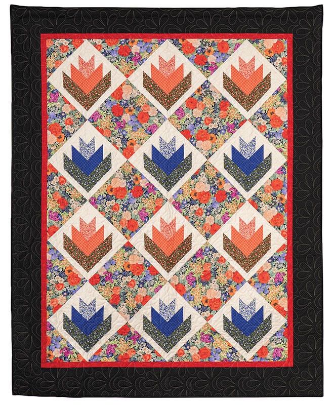 Log Cabin Roses Quilt Kit