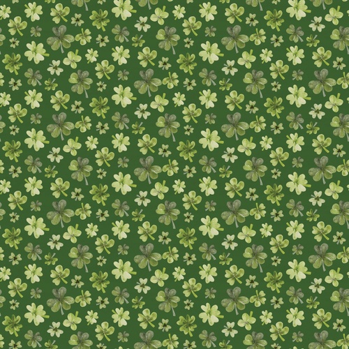 Image of Monthly Placemats March Shamrocks Green Quilting Cotton Fabric Yardage