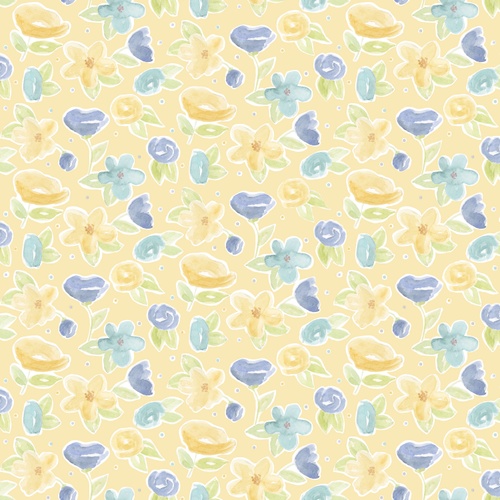 Image of Monthly Placemats May Flowers Yellow Quilting Cotton Fabric Yardage