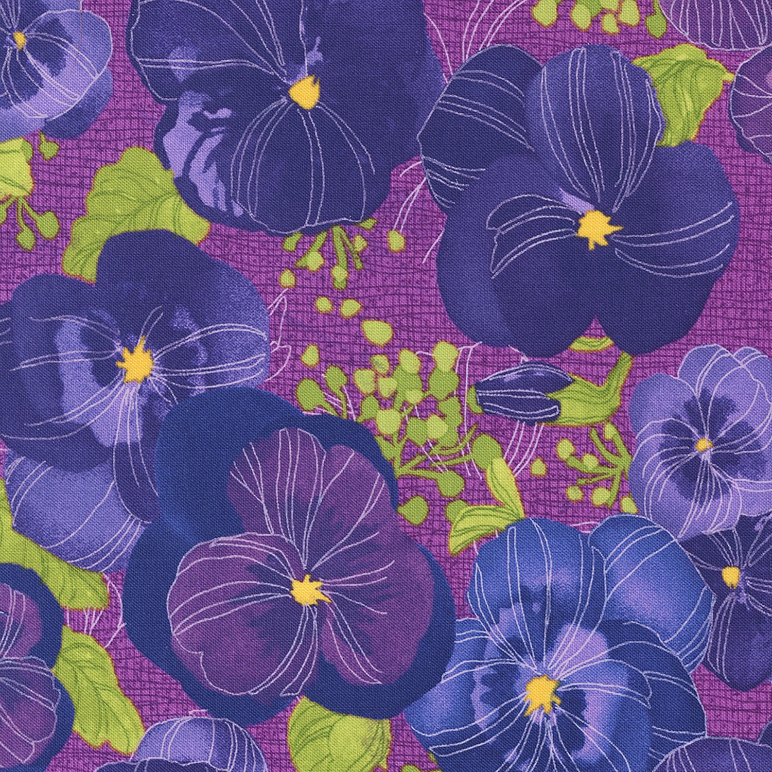 Pansy's Posies Main Pansy Plum Quilting Cotton Fabric Yardage