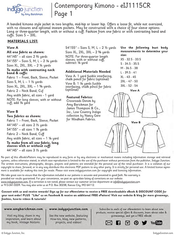 Indygo Junction Contemporary Kimono Sewing Pattern - Girl Charlee