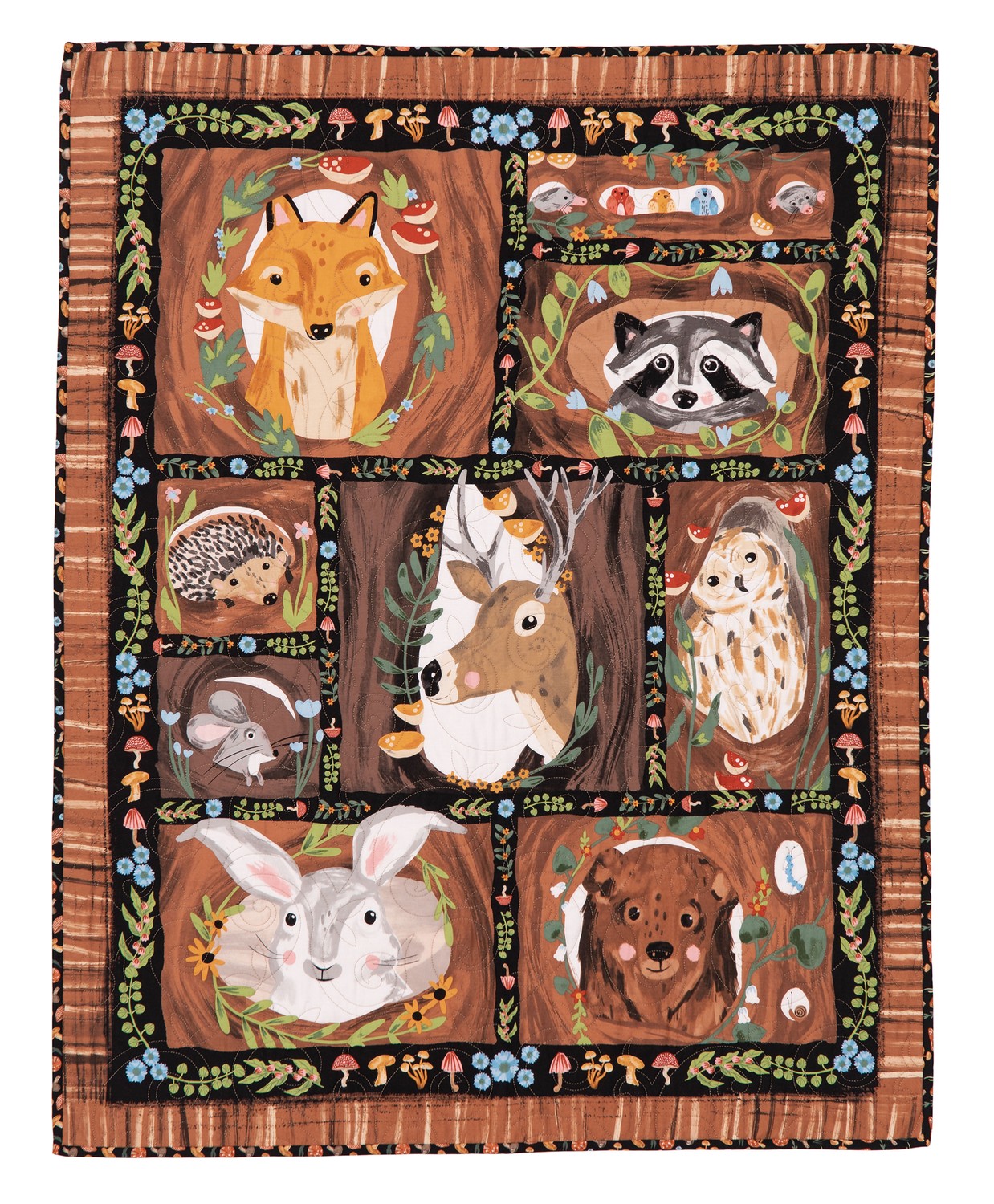 Quilting fabric panel set forest animals sewing fabric Cotton