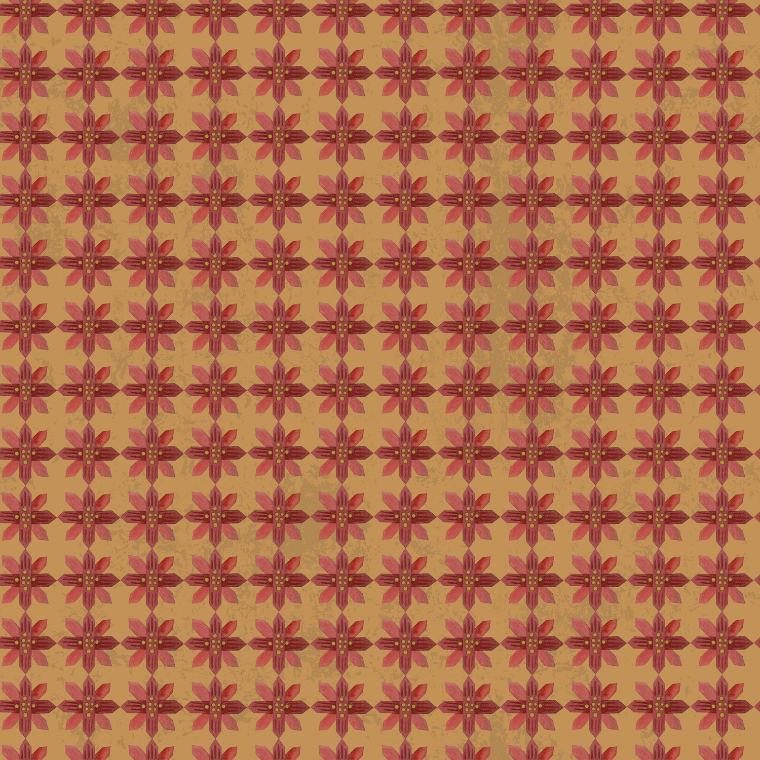 Kringle Poinsettias Gold Quilting Cotton Fabric Connecting Threads
