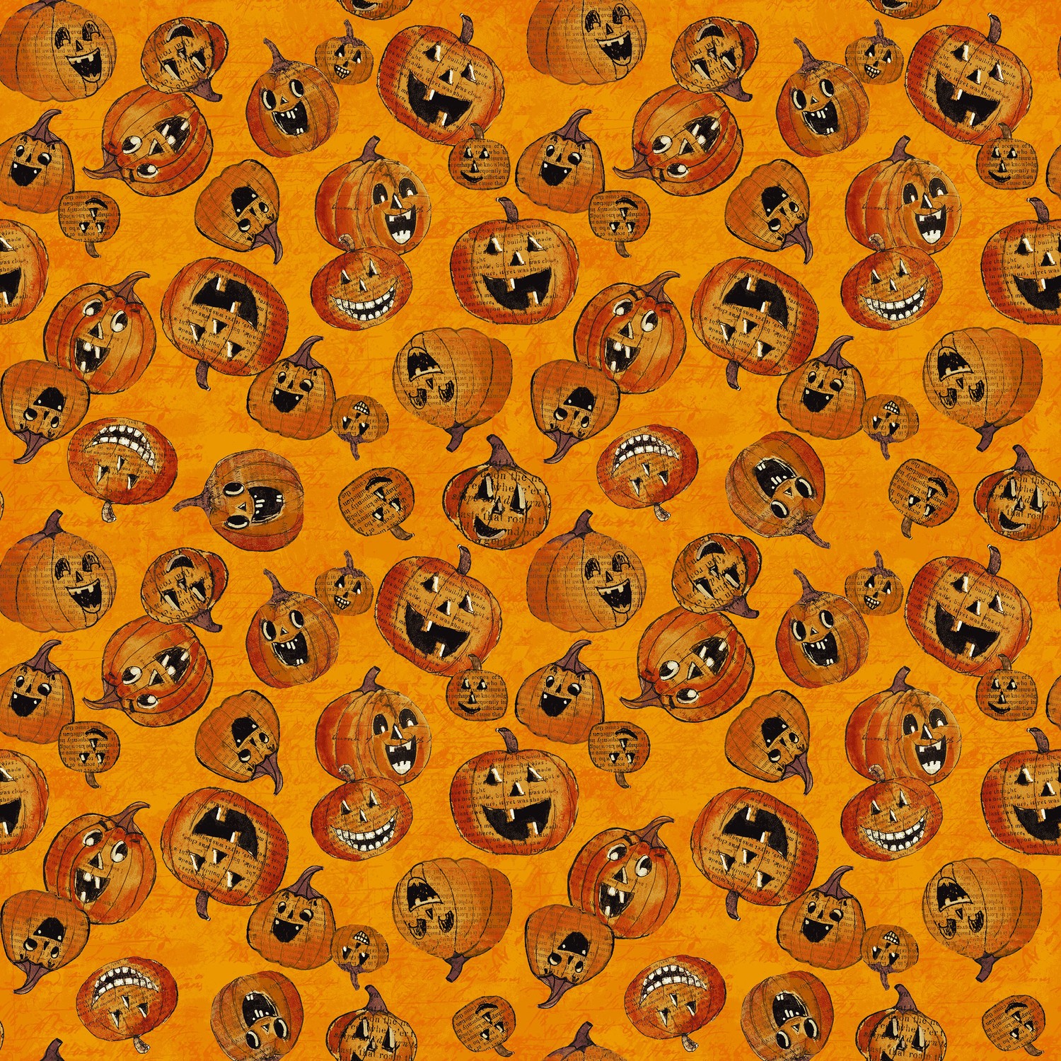 All Hallows Eve JackOLanterns Orange Quilting Cotton Fabric Yardage