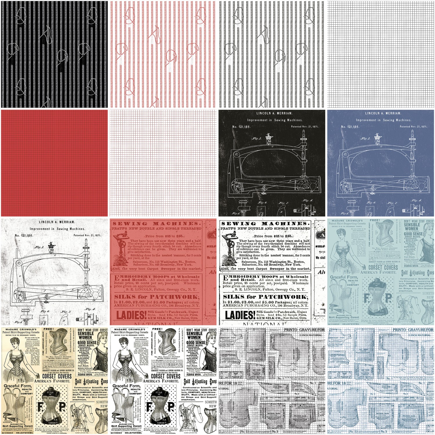 Riley Blake Designs Sew Journal Fat Quarter Bundle by J. Wecker Frisch  FQ-13880-36