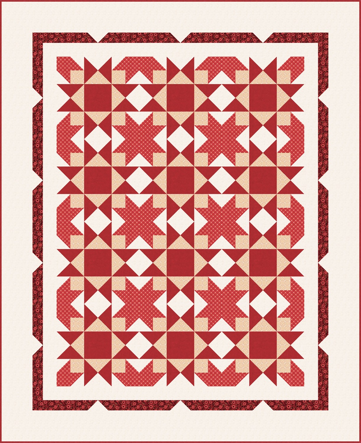 Evening Stroll Crossings Throw Red Green Cotton Fabric Quilt Kit