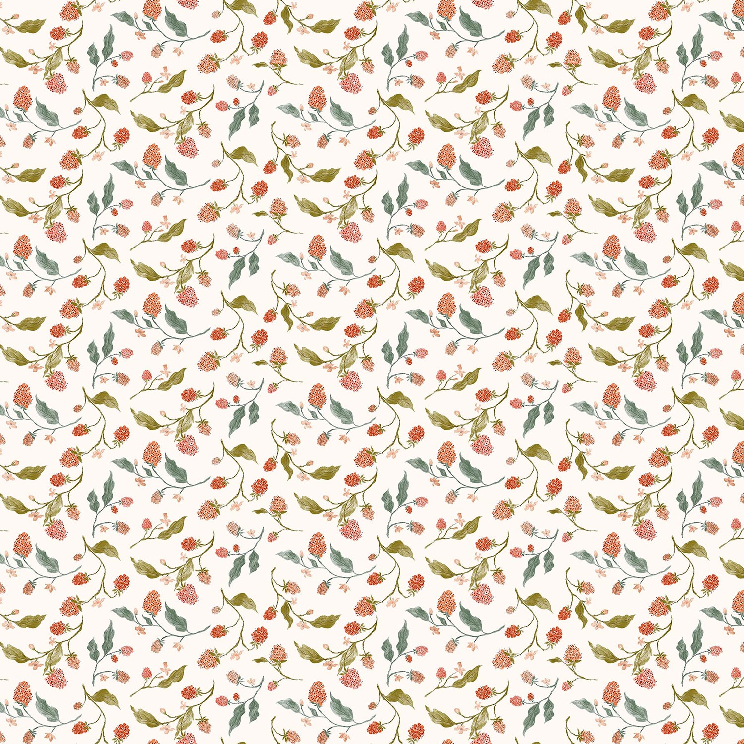 Thicket & Bramble Floral Cream Quilting Cotton Fabric Yardage