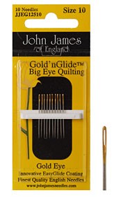 Gold 'n Glide Big Eye Quilting Needles size 10 - Connecting Threads