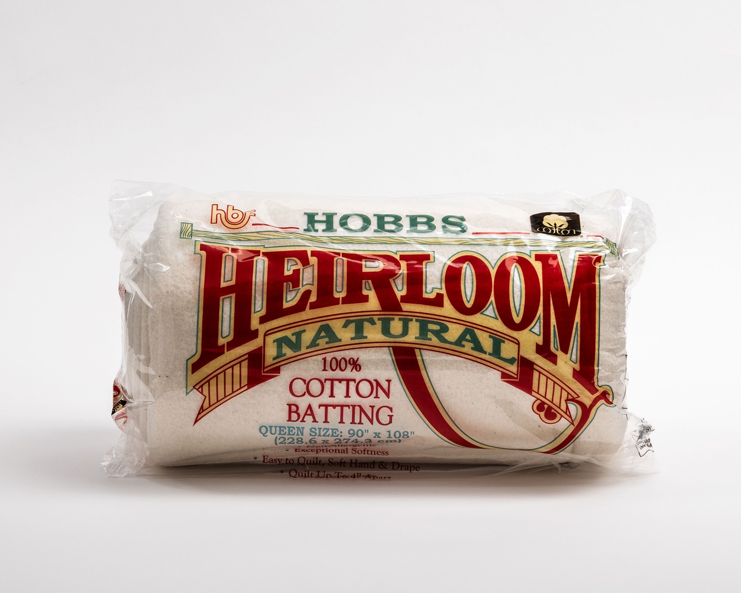 Hobbs Heirloom Natural Cotton Batting Queen Size 90 x108