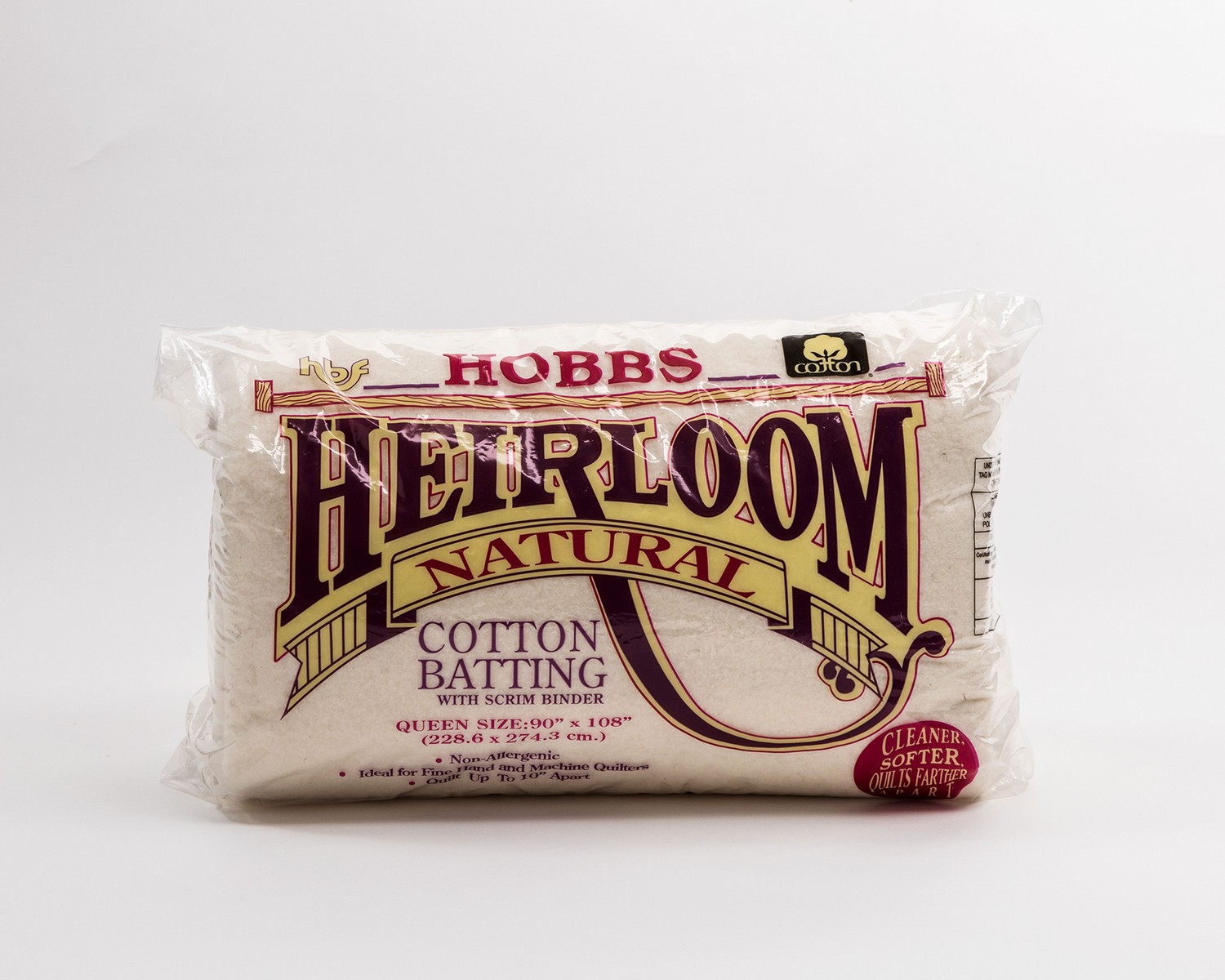 Hobbs Heirloom Natural Cotton Batting with Scrim Queen Size