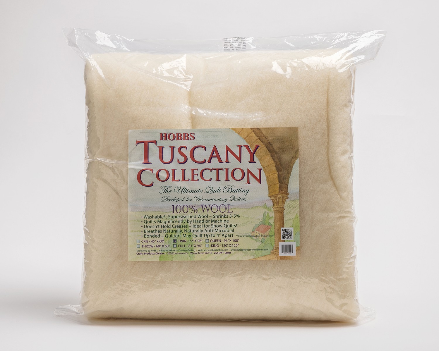 Hobbs Tuscany Supreme 100% Natural Cotton Batting - King Size 120 x 120