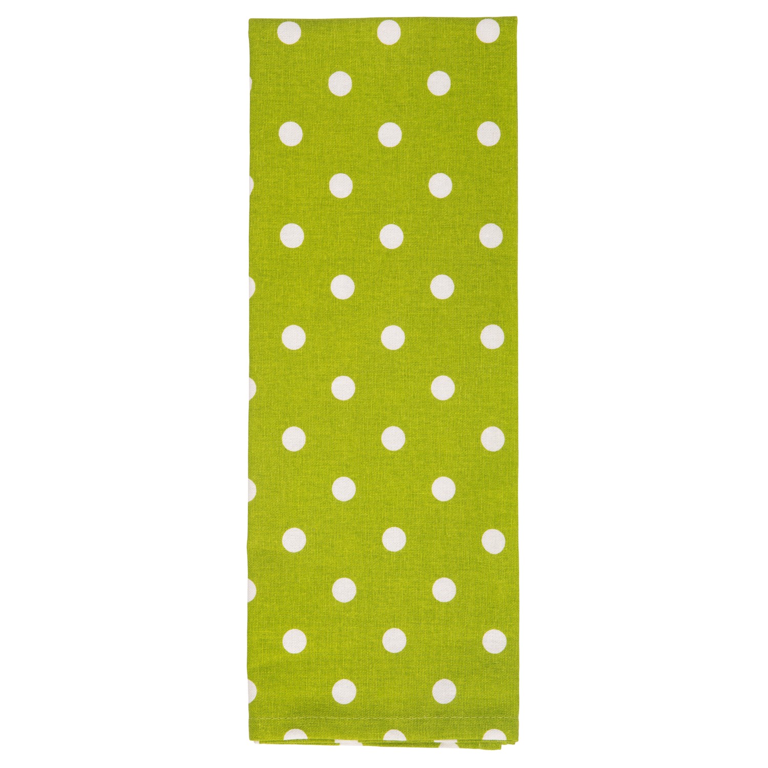 Lime Green Polka Dot Cotton Tea Towel Connecting Threads