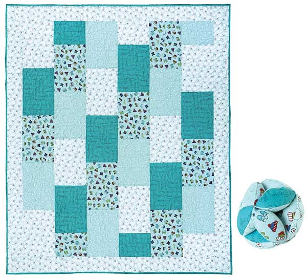 Wee Pals Baby Quilt KIt with blue binding