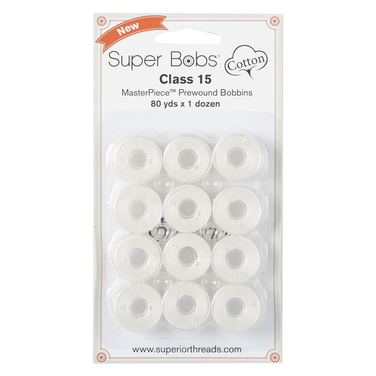 Super Bobs Cotton Class 15 Bobbin - Parchment