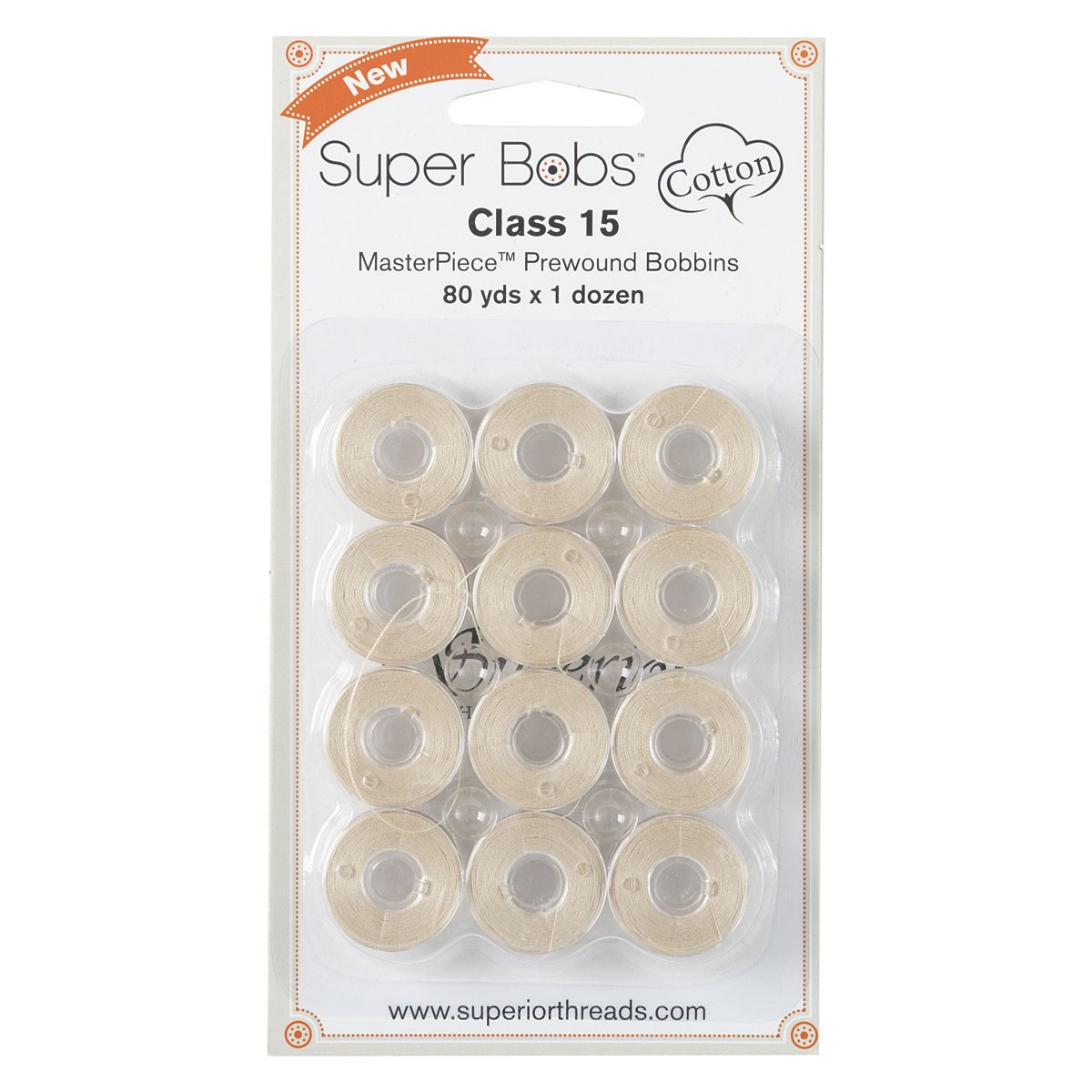 Super Bobs Cotton Class 15 Bobbin - Parchment