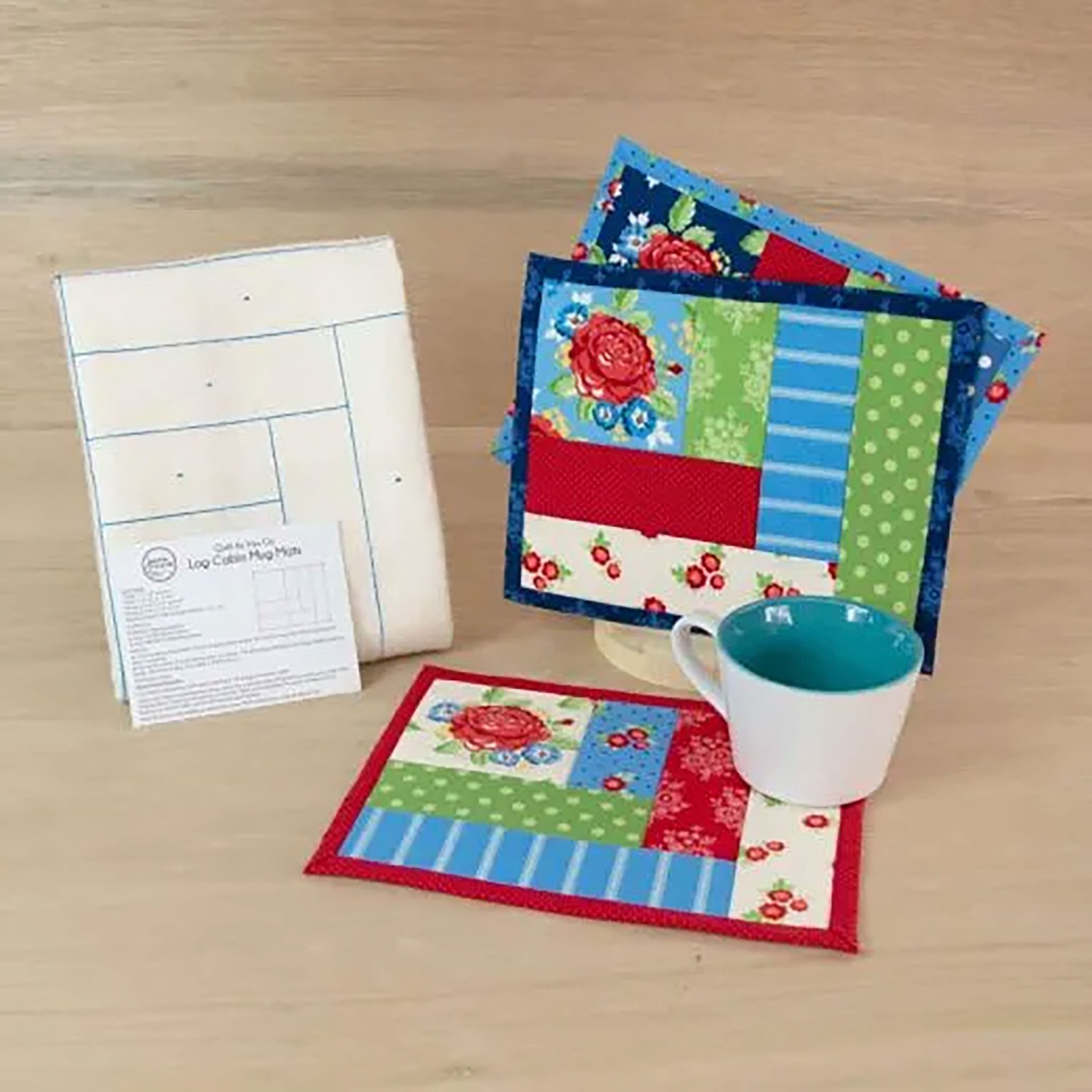 Log Cabin Mug Mats - Quilt As You Go | Connecting Threads