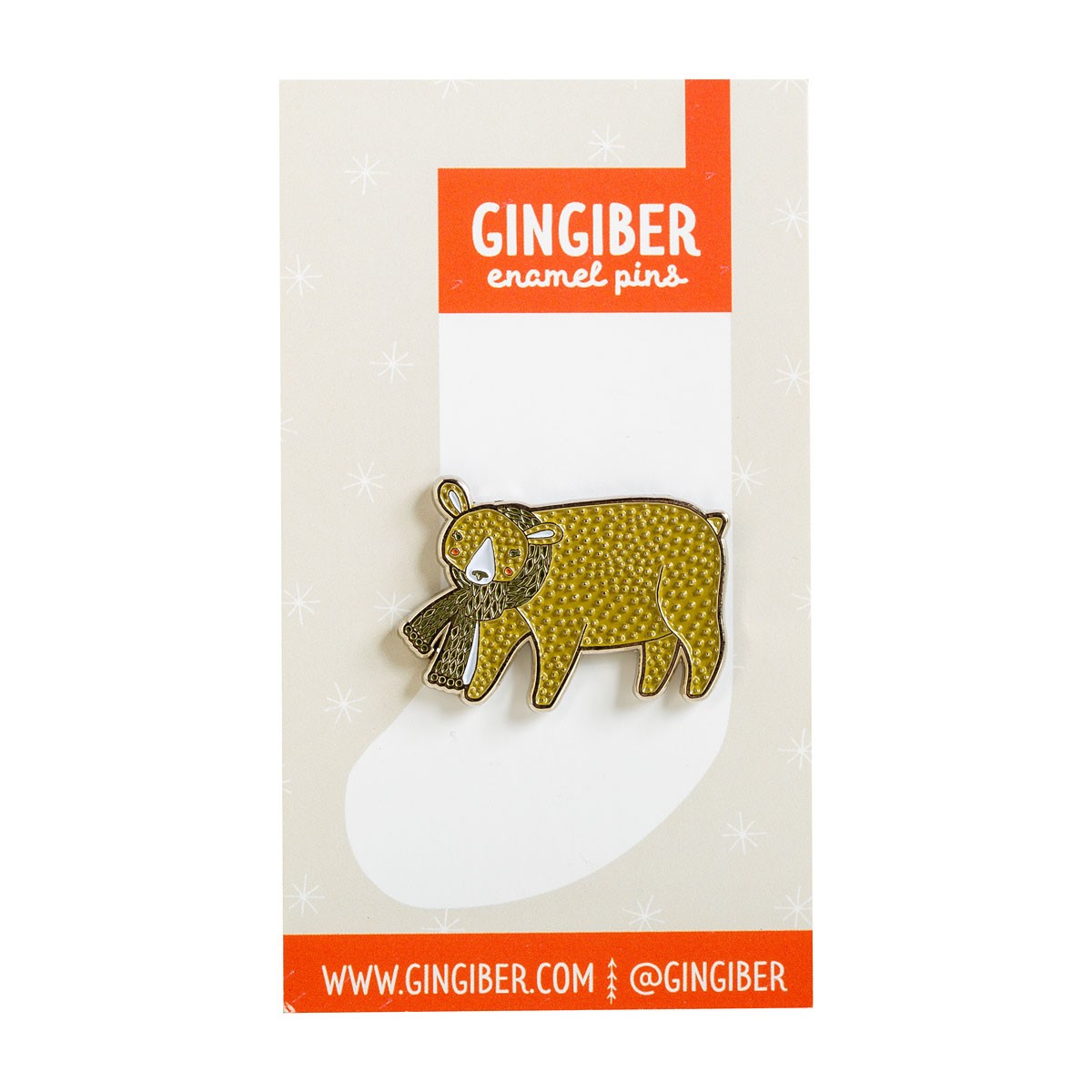 Gingiber Enamel Bear Pin - Unique Quilting Accessories