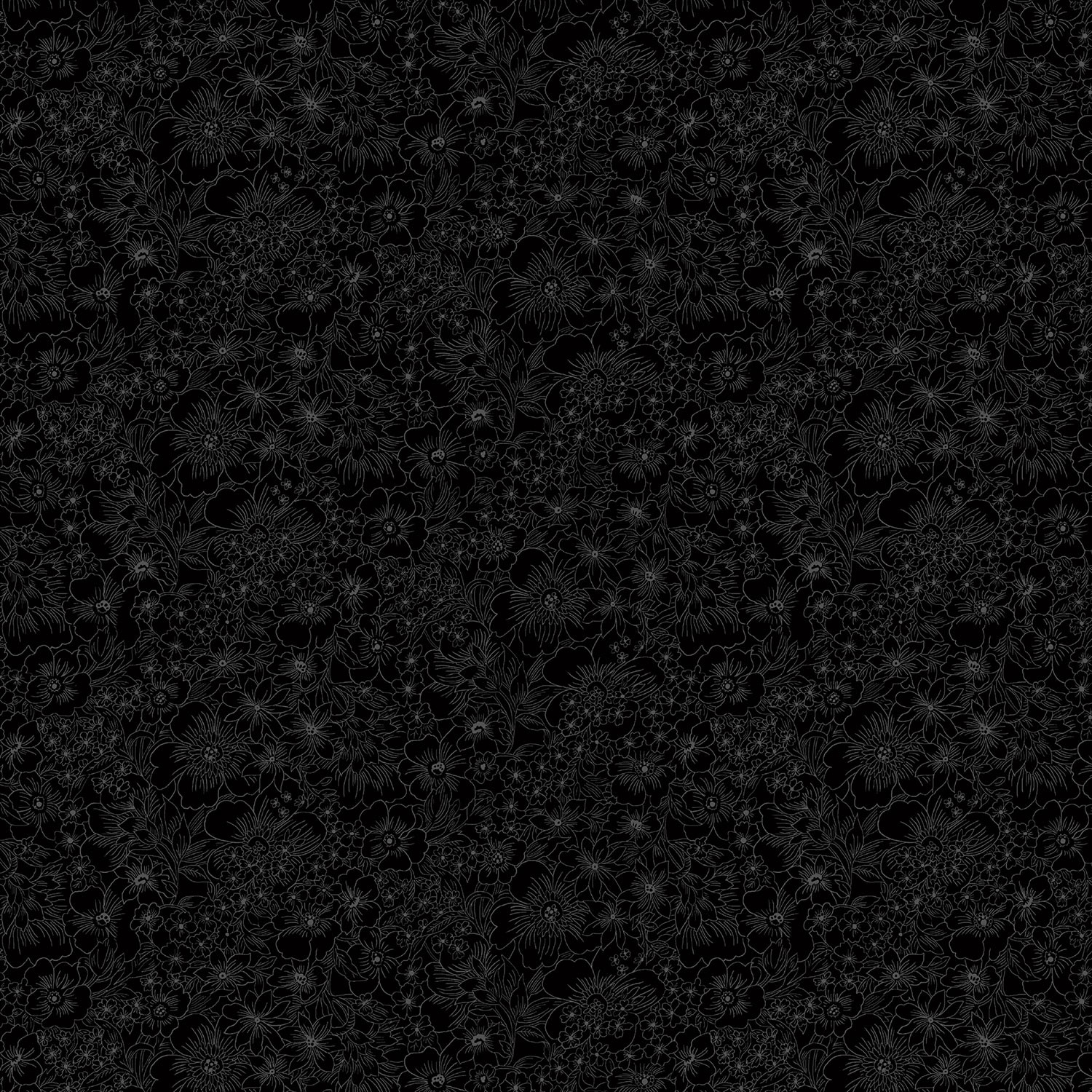 Monochrome Packed Petals Black Quilting Cotton Fabric Connecting Threads