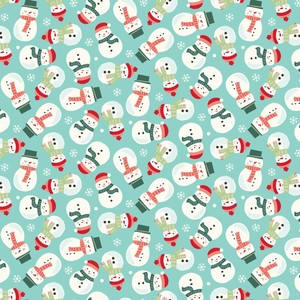 The North Pole Snowmen Aqua Blue Quilting Flannel Fabric Yardage