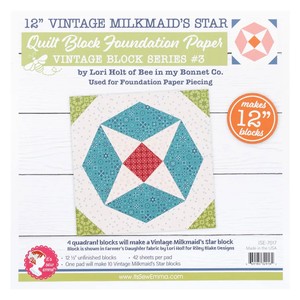12" Vintage Milkmaid’s Star Quilt Block Foundation Paper