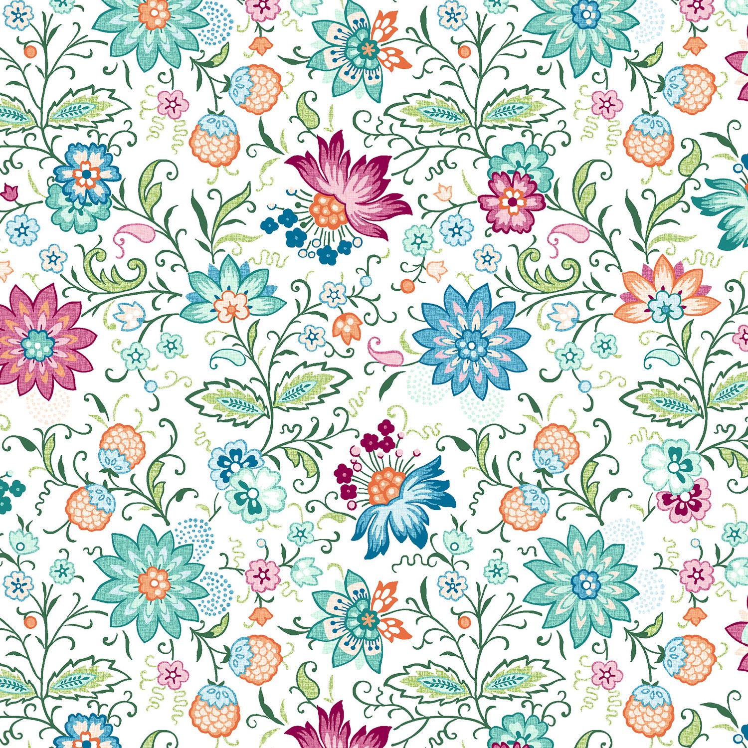 In Full Bloom - In Full Bloom Garden Party White Quilting Cotton Fabric ...