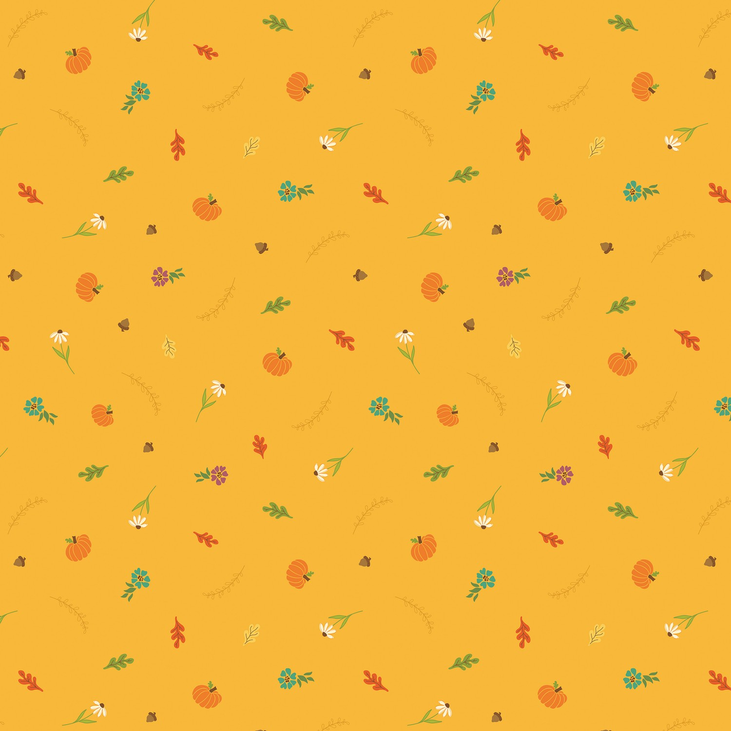 Autumn Afternoon Fall Toss Saffron Quilting Cotton Fabric Yardage