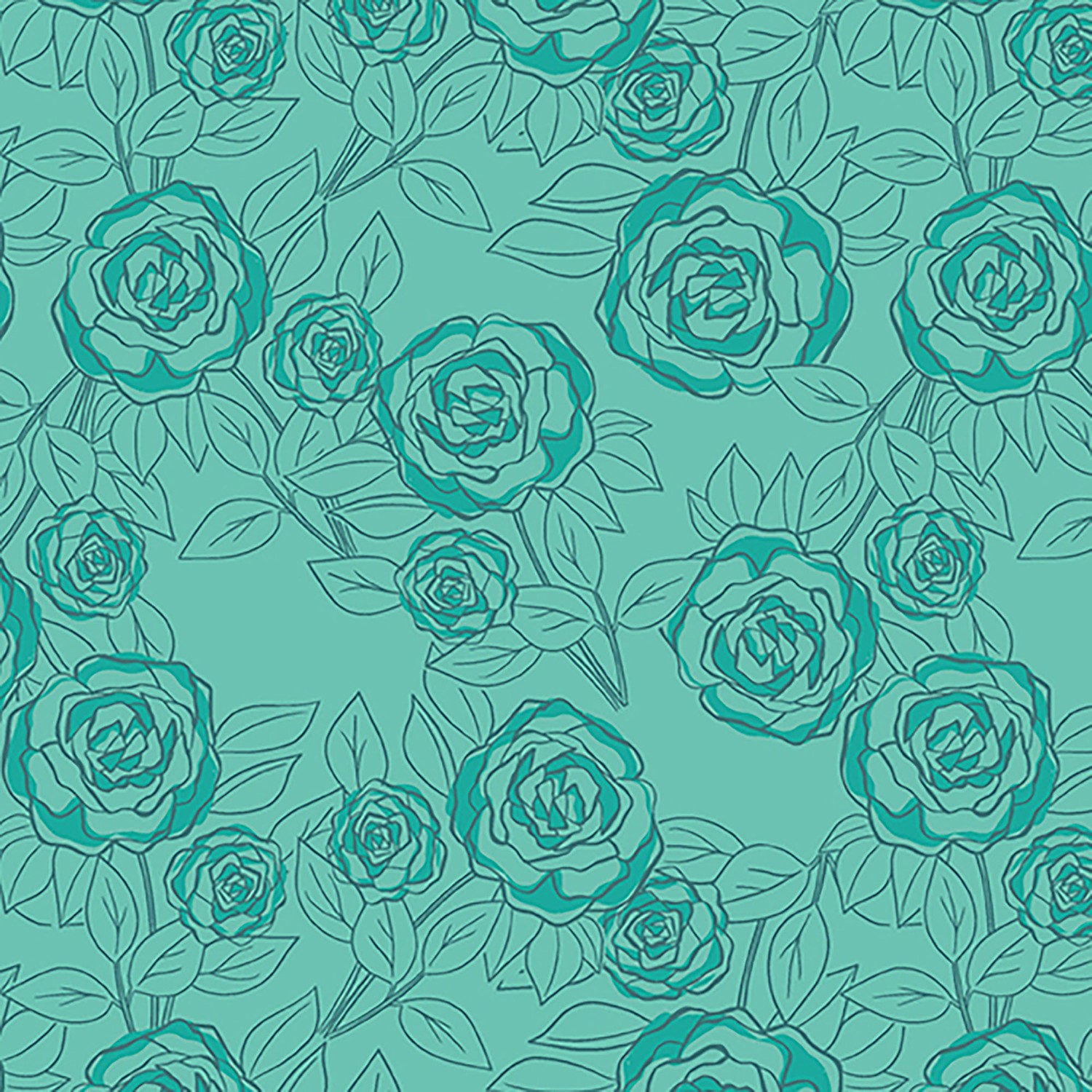 10 yards Turquoise Rose Bud hotsell fabric