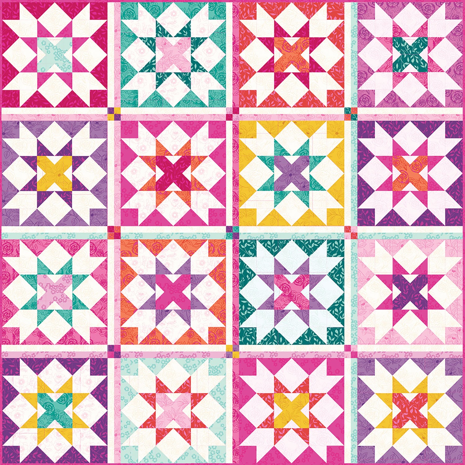Color Me Pretty Color Bliss Multi Cotton Fabric Quilt Kit