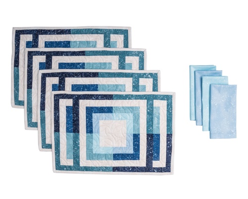 Image of Shimmer Tonals Shimmer Stacks Placemat and Napkin Set   Cool  Cotton Fabric Kit
