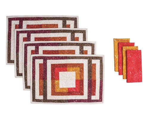 Image of Shimmer Tonals Shimmer Stacks Placemat and Napkin Set   Warm  Cotton Fabric Kit