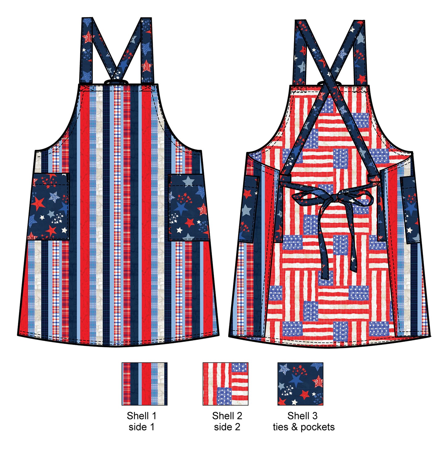 Patriotic Picnic - Reversible Apron Project Bundle - Stars & Stripes ...