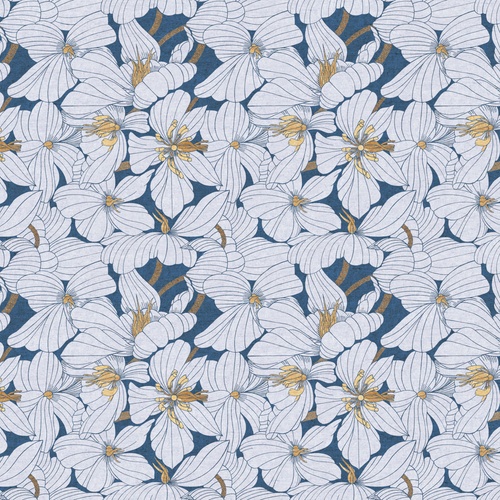 Image of Grove Floral Navy Fabric | Priced Per Yard