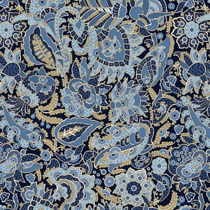 Backing Fabrics Polka Dot Paisley 108 in Wide Backing Lt Navy Wide Backing  Fabric Yardage