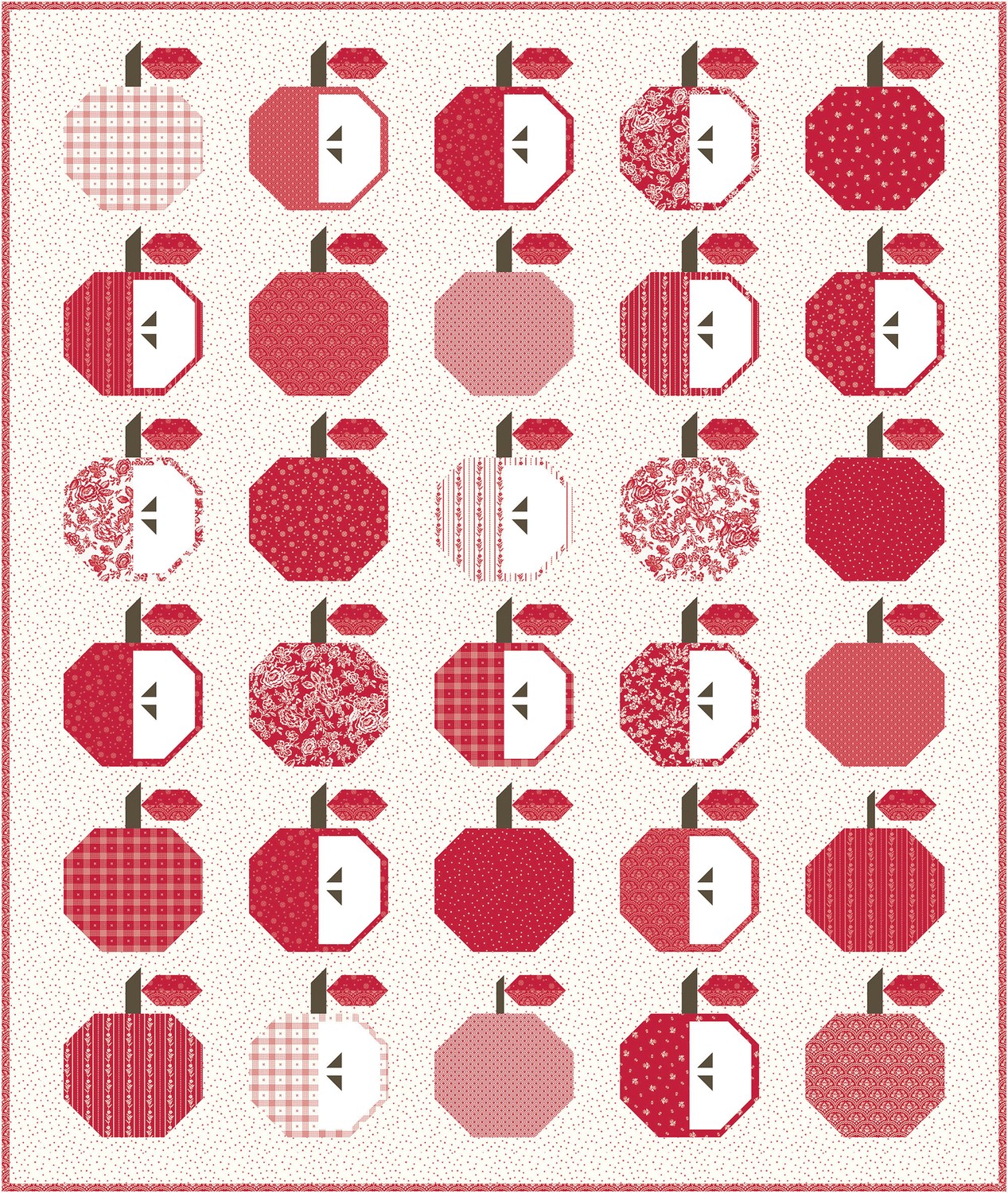 Red Apple Pattern Print Bed Set Quilt main image 0
