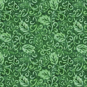 Sylvan Dusk Batiks Garden Wall Medium Emerald Green Quilting Cotton Fabric Yardage
