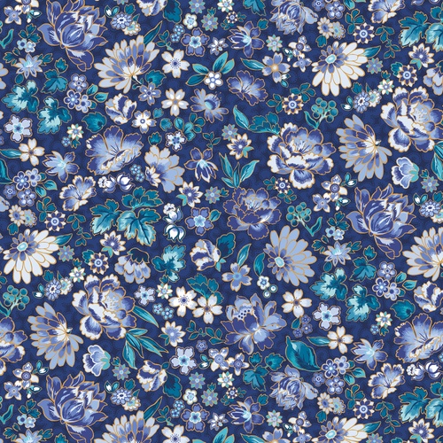Image of Cloisonné Delicate Cloisonne Dark Patriot Blue Gold Metallic