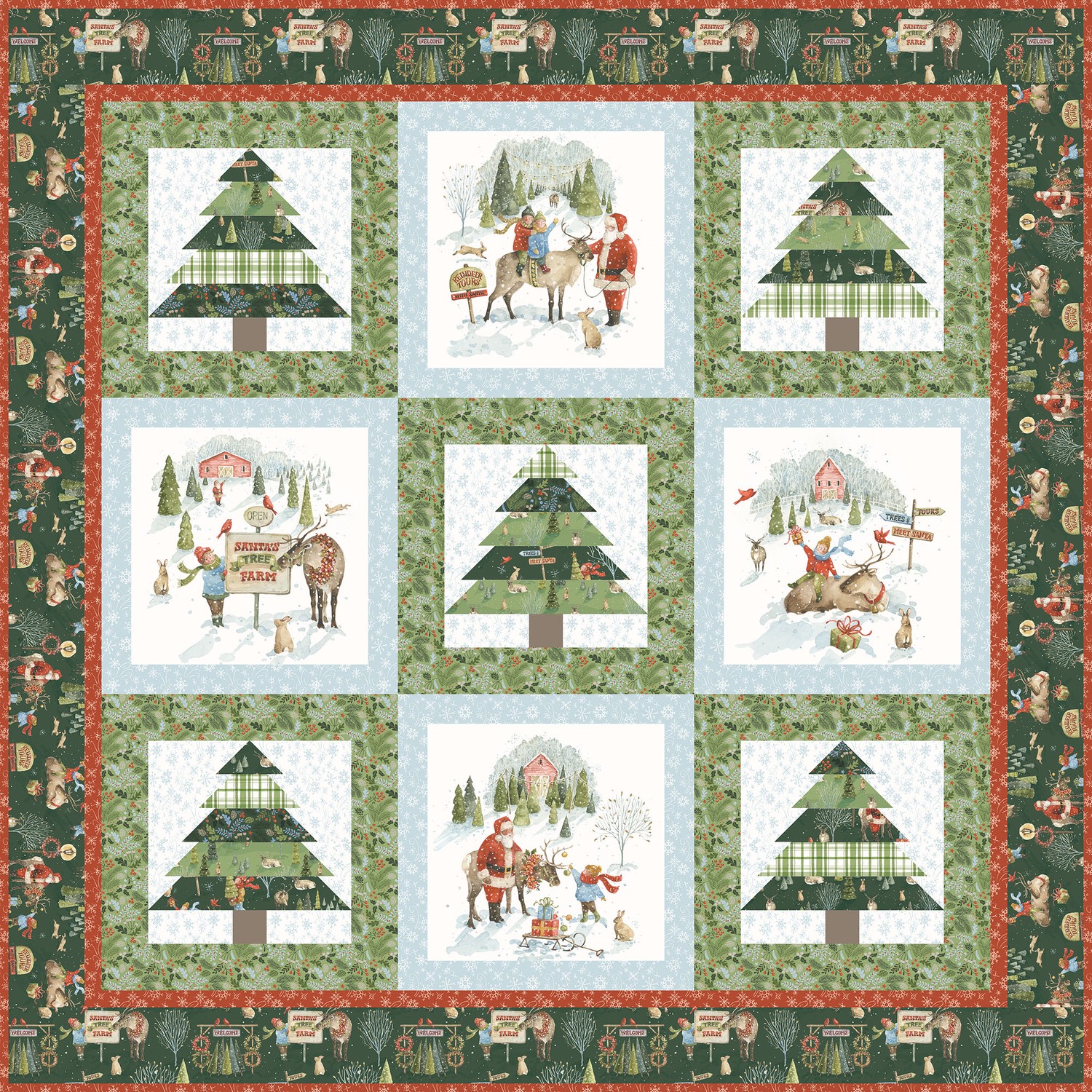 Santa's Tree Farm - Santa's Tree Farm Panel Quilt Kit ...
