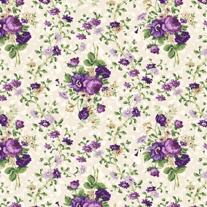 Perennial Garden Cabbage Rose Cream Quilting Cotton Fabric Yardage