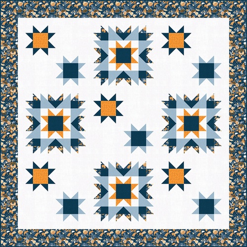 Image of Cheddar Blues  Golden Glimmer Cotton Fabric Quilt Kit