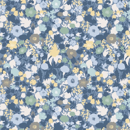 Image of Tranquil Blume Amelia's Garden Light Denim Blue Quilting Cotton Fabric Yardage