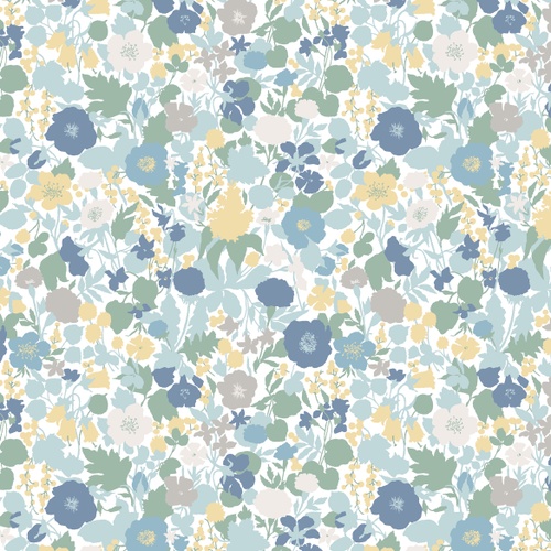 Image of Tranquil Blume Amelia's Garden White Quilting Cotton Fabric Yardage