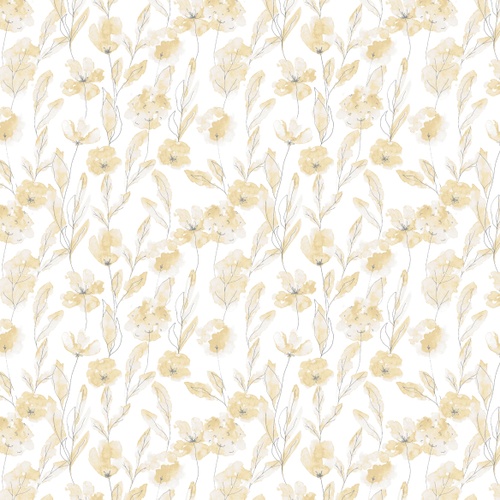 Image of Tranquil Blume Painterly Pansies Cornsilk Yellow Quilting Cotton Fabric Yardage