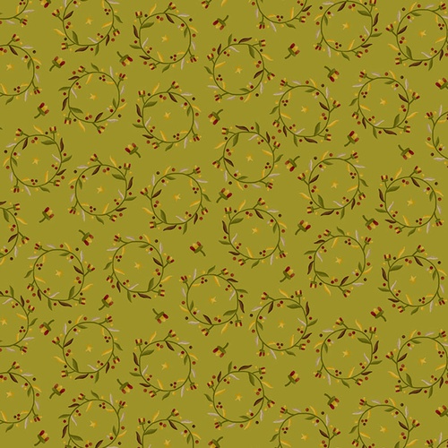 Image of Pennyberry Farm Wreathed in Thyme Green Quilting Cotton Fabric Yardage